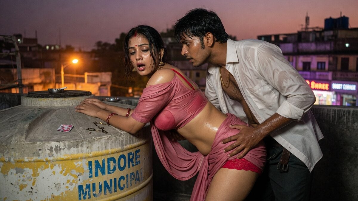 Swati Bent Over That Indore Terrace Tank For Hours